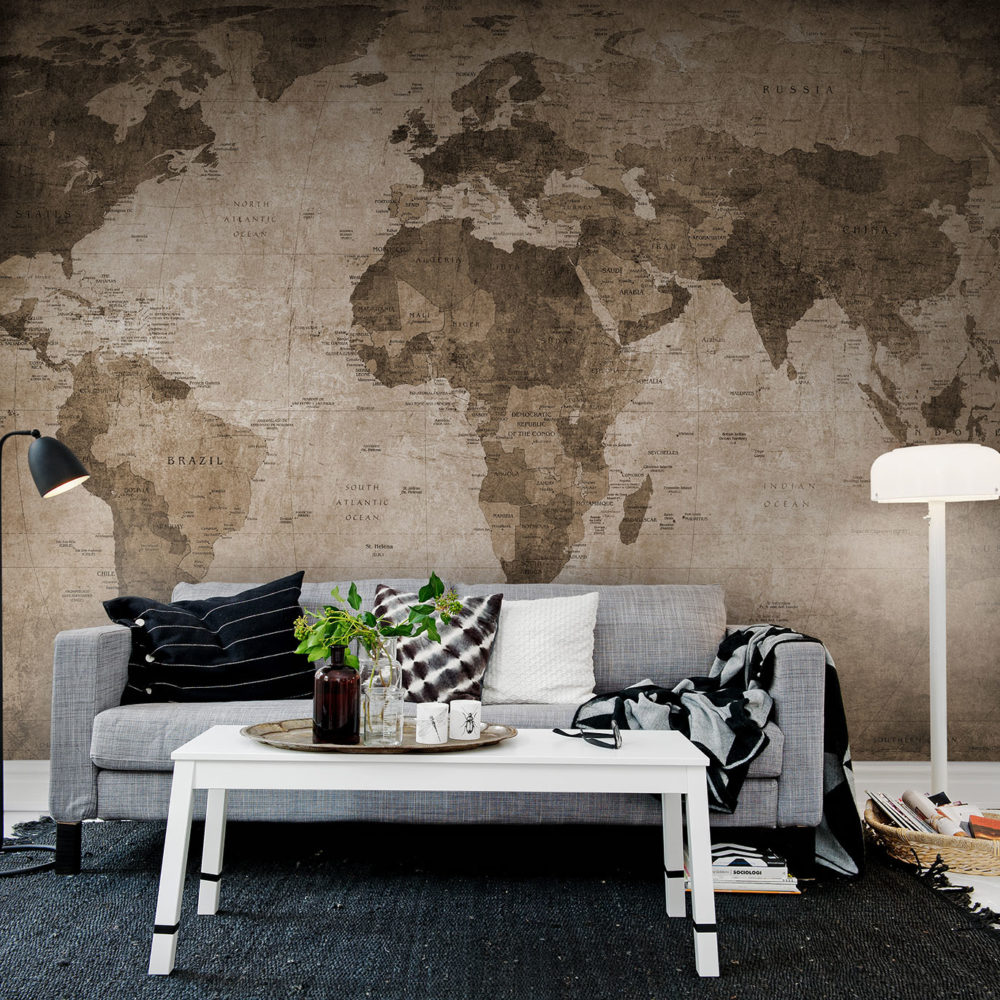 Brown World Map_Rebel Wall