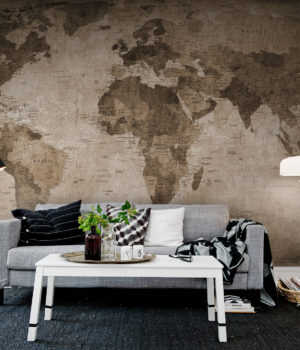 Brown World Map_Rebel Wall