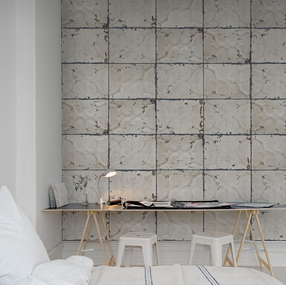 Tin Plates, Ontario White Wallpaper