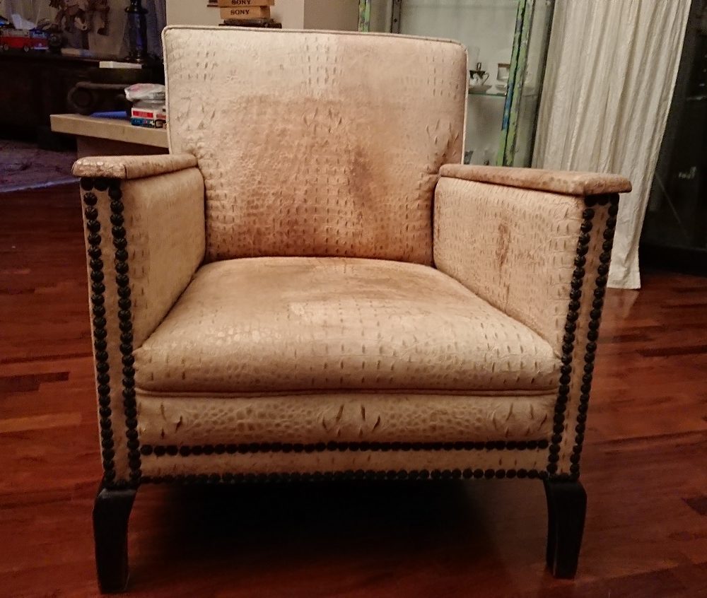 Poltrona anni '30 pelle stampa coccodrillo