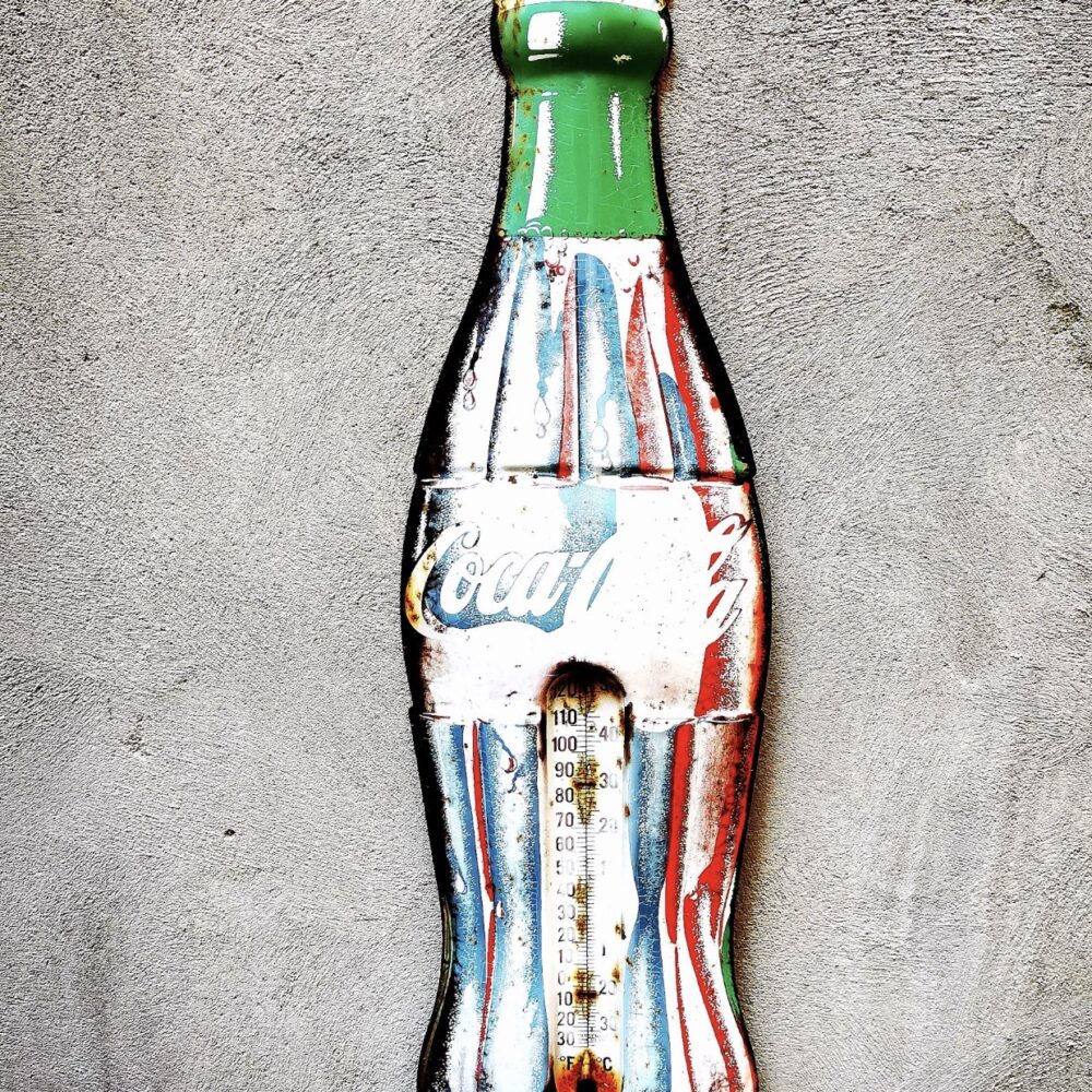 Bottiglia Coca Cola da muro con termometro