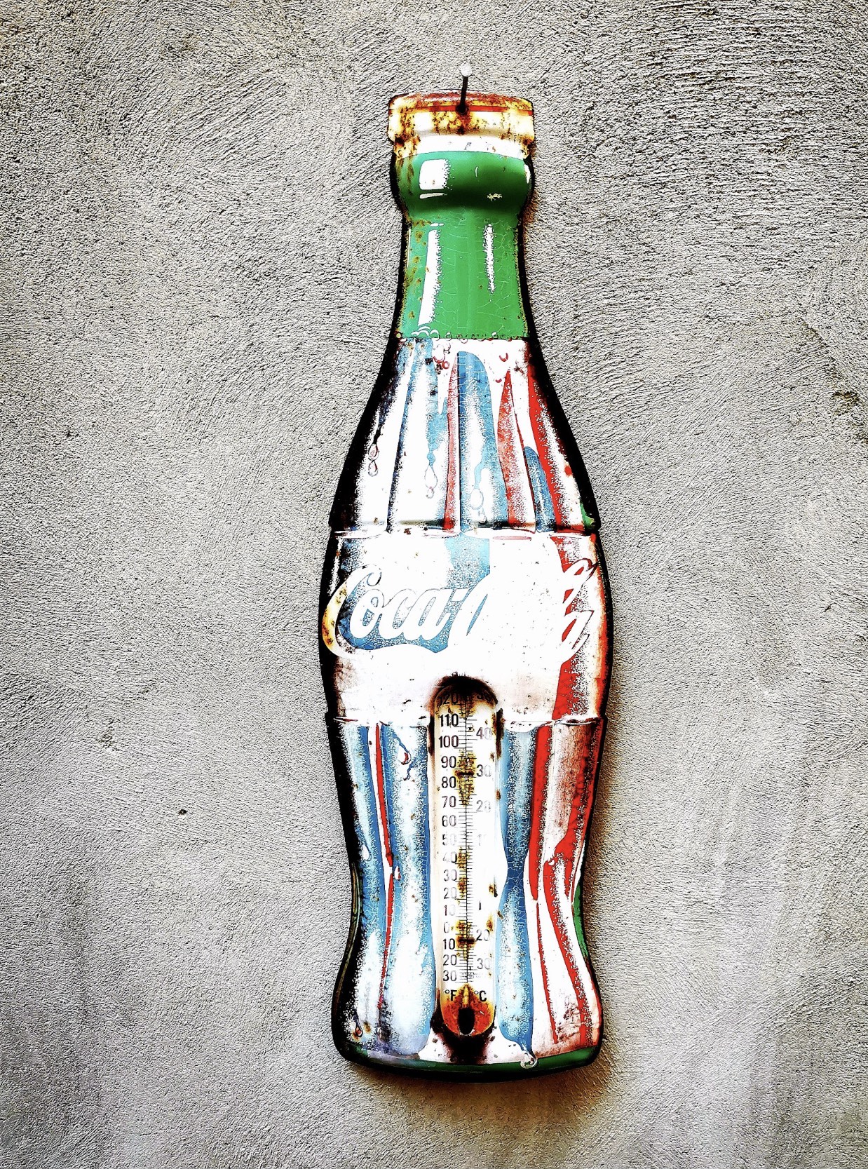 Bottiglia Coca Cola da muro con termometro