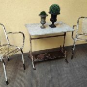 tavolino in marmo e ghisa francese